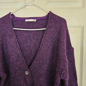 Cloth by RD Purple Knit Cardigan Sweater Small Button Front Long Sleeve